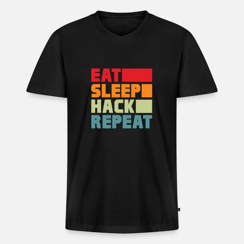 Hacker Coder Computer Hacking Cadeau - T-shirt encolure en V Premium bio Homme - noir