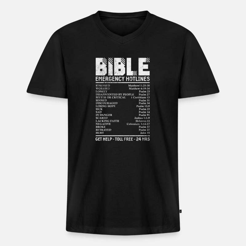 Bibel - Männer Premium Bio T-Shirt mit V-Ausschnitt - Schwarz