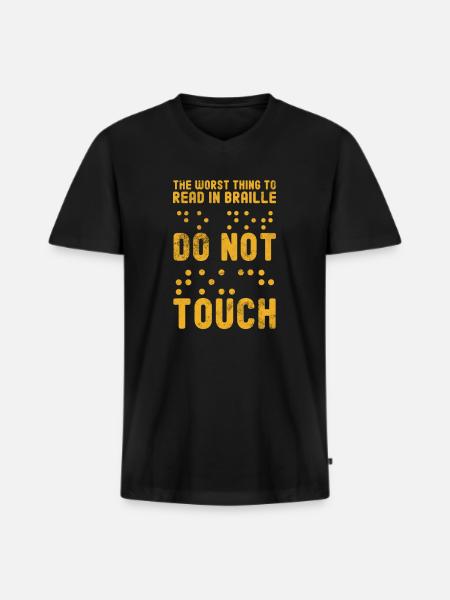 Braille - T-shirt encolure en V Premium bio Homme - noir