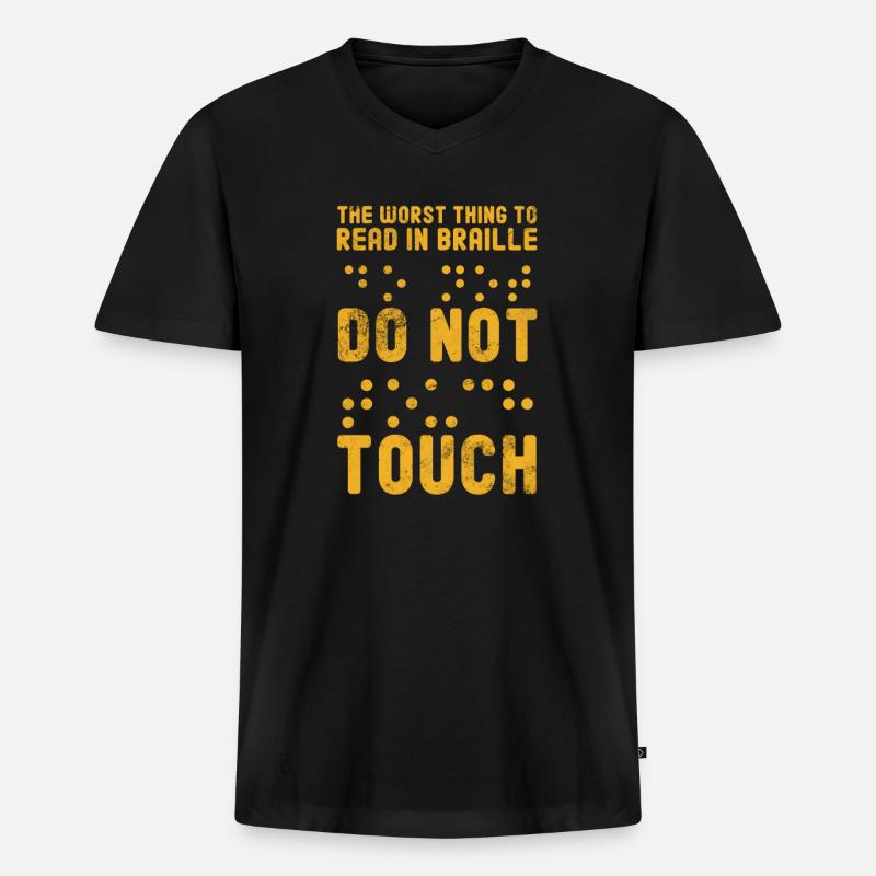 Braille - Männer Premium Bio T-Shirt mit V-Ausschnitt - Schwarz