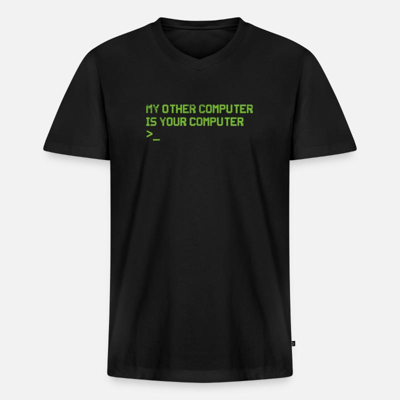 Hacker - Männer Premium Bio T-Shirt mit V-Ausschnitt - Schwarz