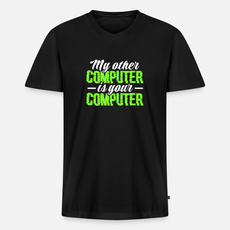 Hacker Coder Computer Hacking Cadeau - T-shirt encolure en V Premium bio Homme - noir