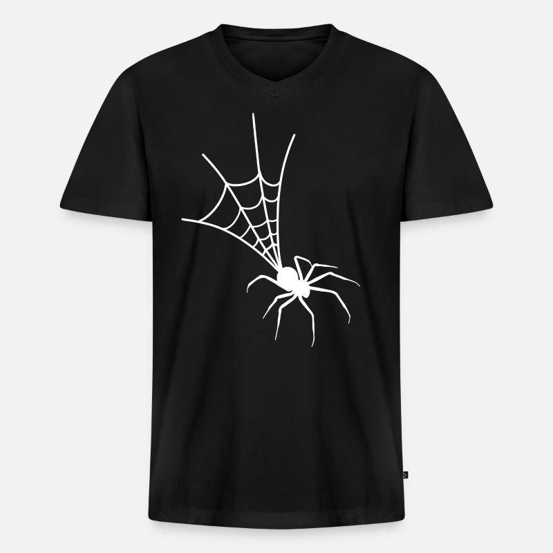 Spinne - Männer Premium Bio T-Shirt mit V-Ausschnitt - Schwarz