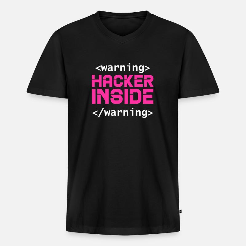 Hacker Coder Computer Hacking Gift - Men's Premium Organic T-shirt with V-neck - black
