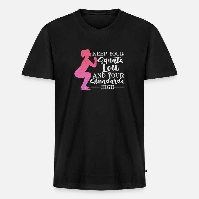 Bodybuilder - Männer Premium Bio T-Shirt mit V-Ausschnitt - Schwarz
