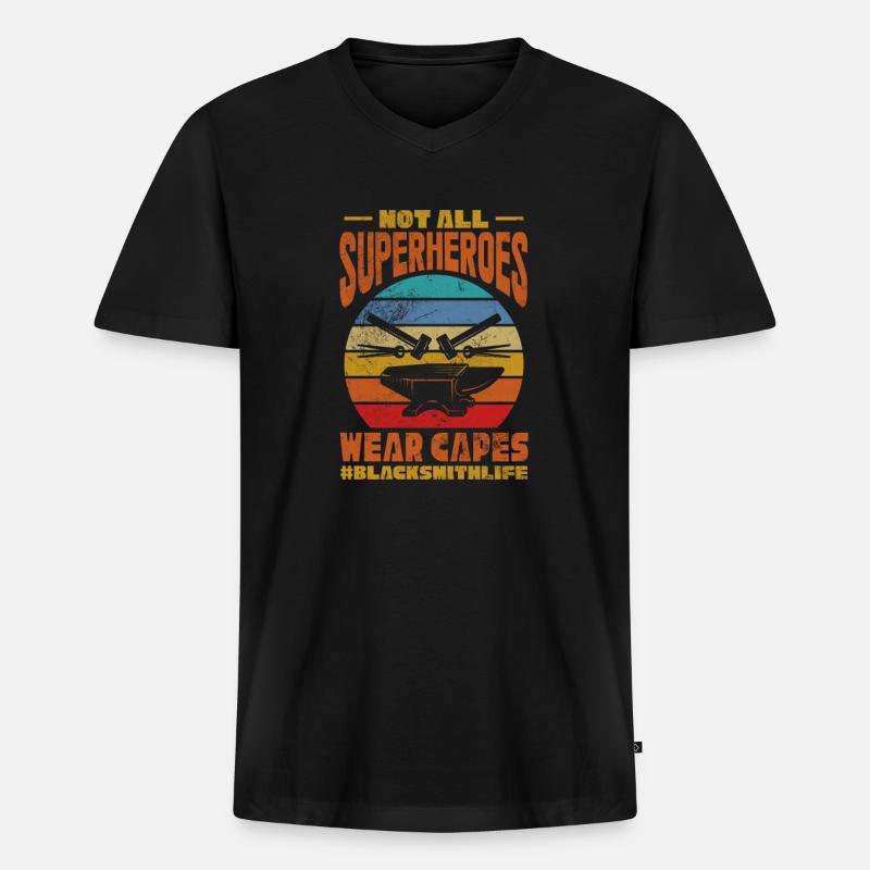 Schmied - Männer Premium Bio T-Shirt mit V-Ausschnitt - Schwarz