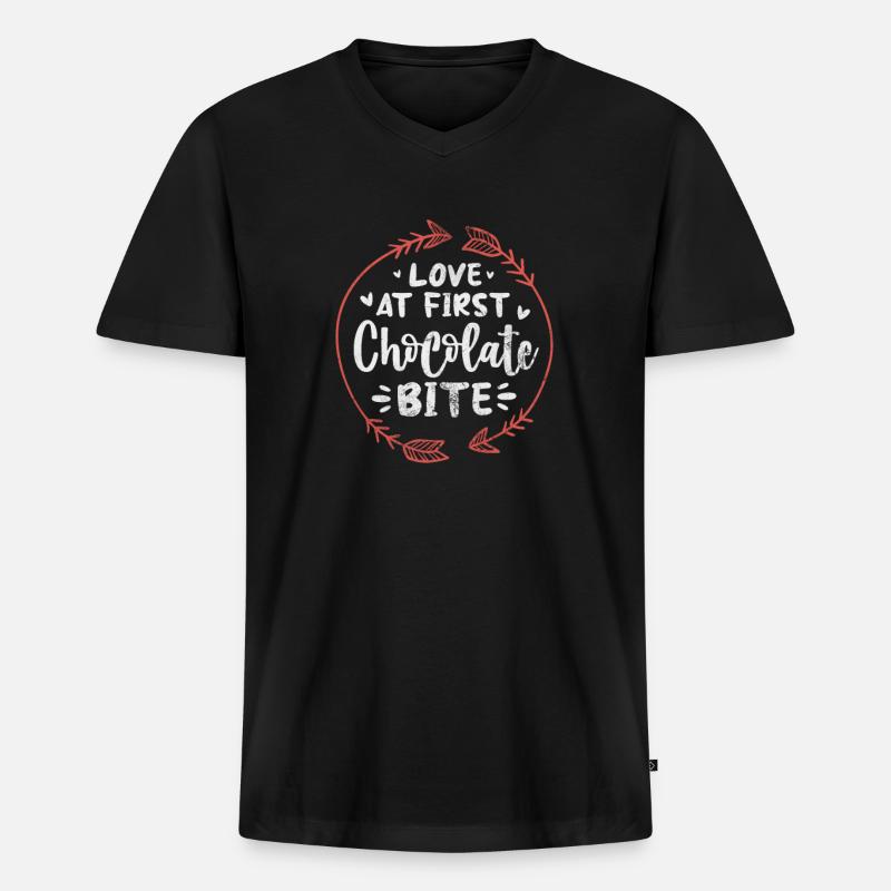 Schokolade - Männer Premium Bio T-Shirt mit V-Ausschnitt - Schwarz