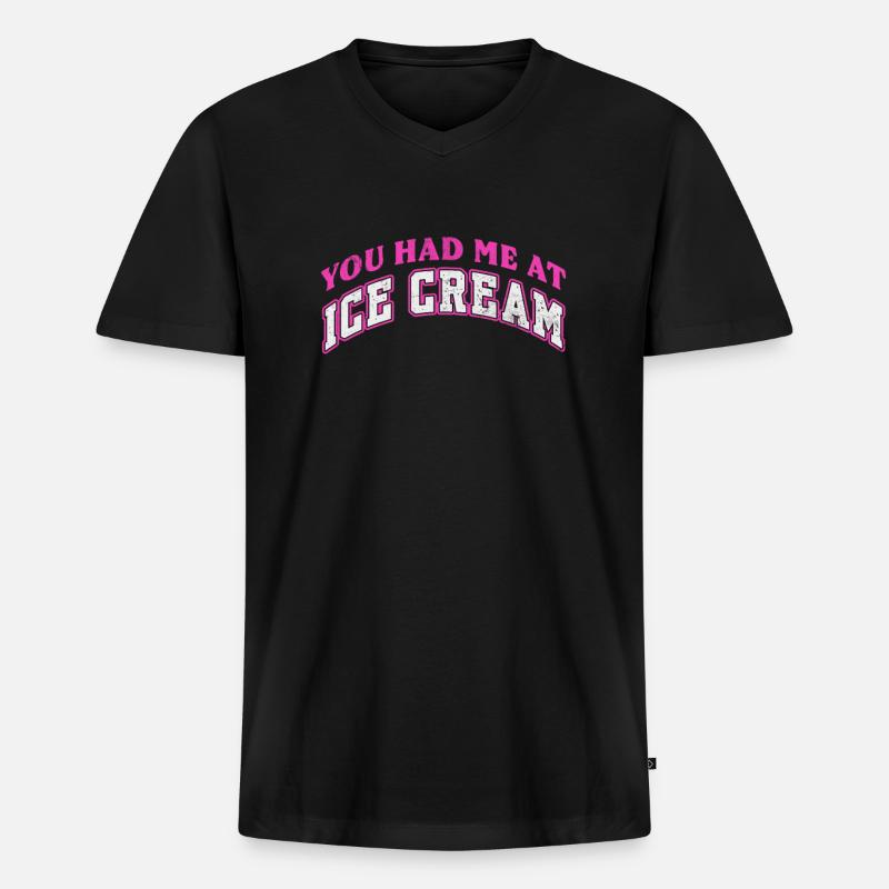 Eiscreme - Männer Premium Bio T-Shirt mit V-Ausschnitt - Schwarz