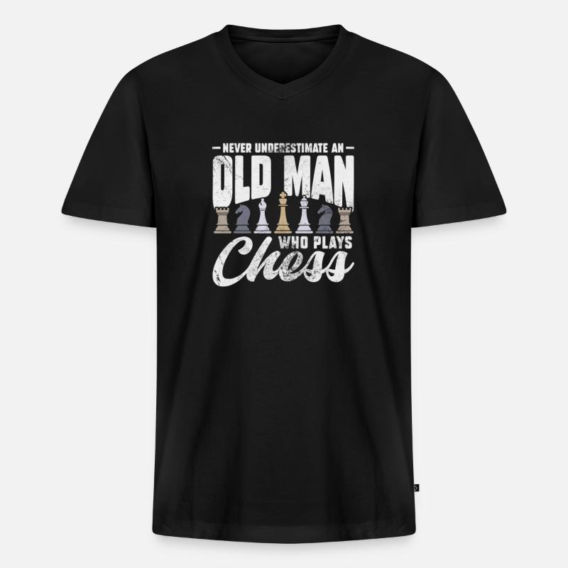Schach - Männer Premium Bio T-Shirt mit V-Ausschnitt - Schwarz