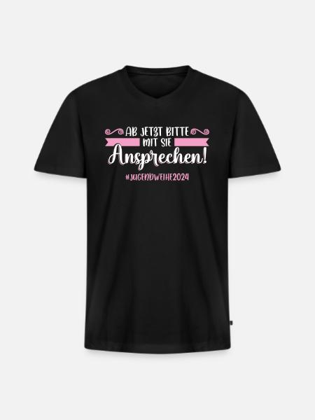 Jugendweihe 2024 Mädchen Junge - Männer Premium Bio T-Shirt mit V-Ausschnitt - Schwarz