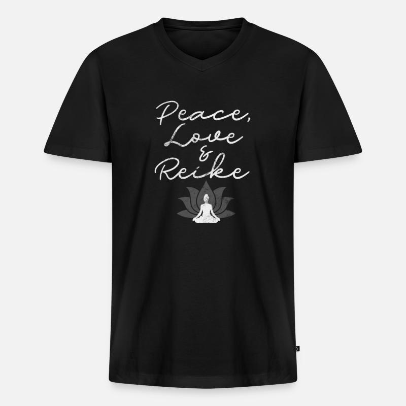 Meditation - Männer Premium Bio T-Shirt mit V-Ausschnitt - Schwarz