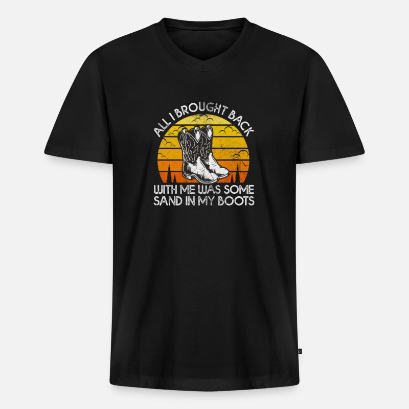 Cowboy - Männer Premium Bio T-Shirt mit V-Ausschnitt - Schwarz
