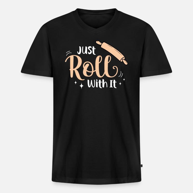 Bäcker Bäckerein Backwaren Backen Geschenk - Männer Premium Bio T-Shirt mit V-Ausschnitt - Schwarz