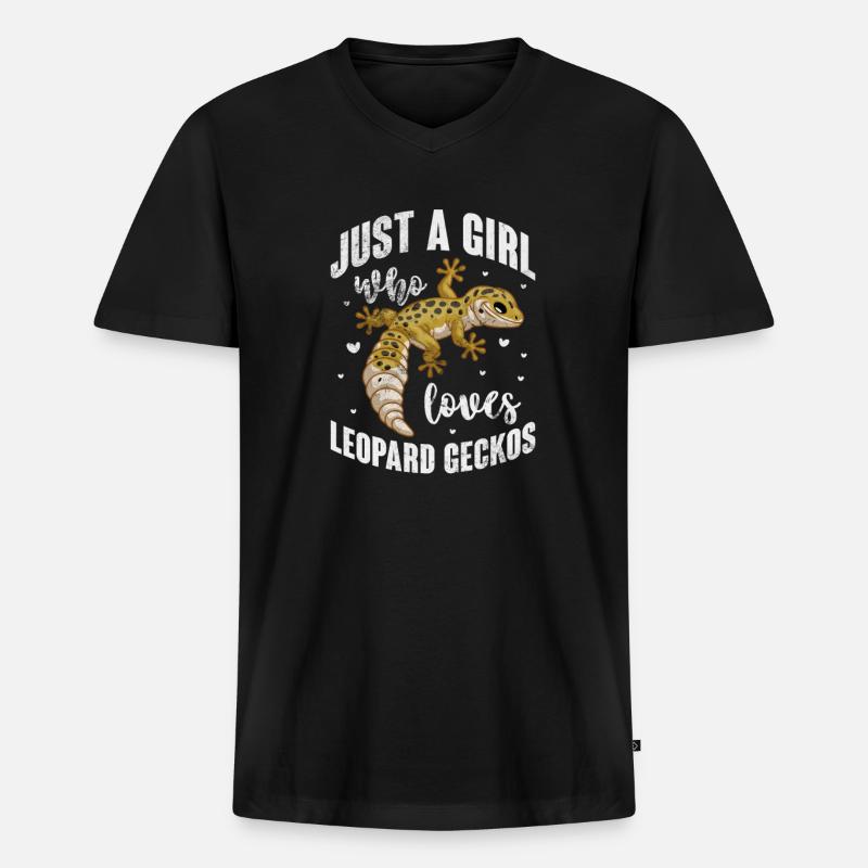 Gecko - Männer Premium Bio T-Shirt mit V-Ausschnitt - Schwarz