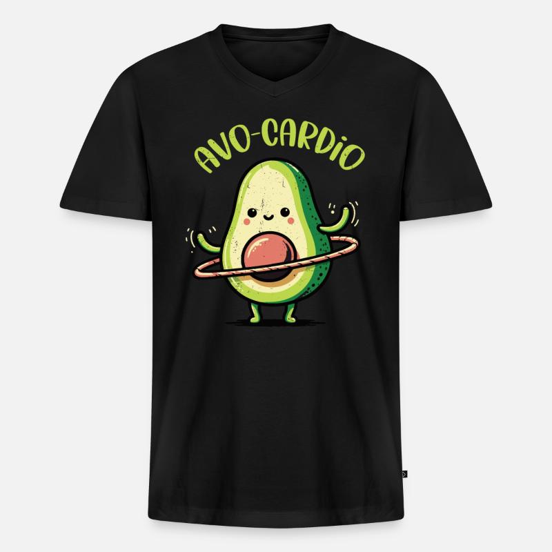 Avocado - Männer Premium Bio T-Shirt mit V-Ausschnitt - Schwarz