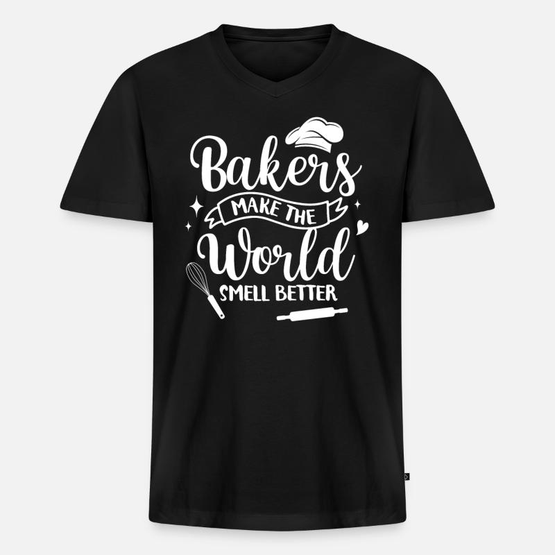 Bäcker Bäckerein Backwaren Backen Geschenk - Männer Premium Bio T-Shirt mit V-Ausschnitt - Schwarz