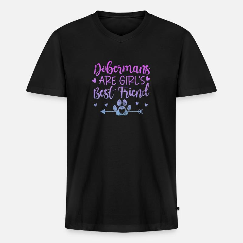 Dobermann - Männer Premium Bio T-Shirt mit V-Ausschnitt - Schwarz