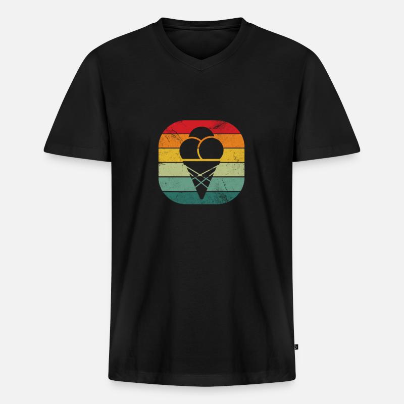 Eiscreme - Männer Premium Bio T-Shirt mit V-Ausschnitt - Schwarz