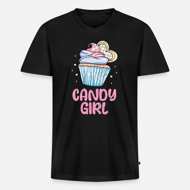 Cupcake - Männer Premium Bio T-Shirt mit V-Ausschnitt - Schwarz
