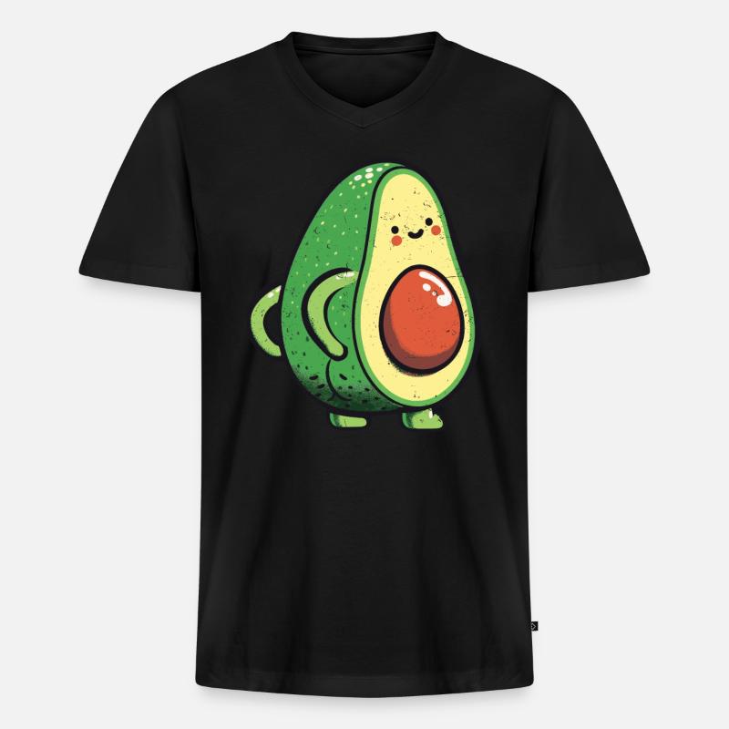 Avocado - Männer Premium Bio T-Shirt mit V-Ausschnitt - Schwarz