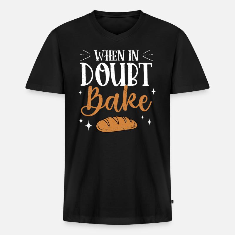 Bäcker - Männer Premium Bio T-Shirt mit V-Ausschnitt - Schwarz