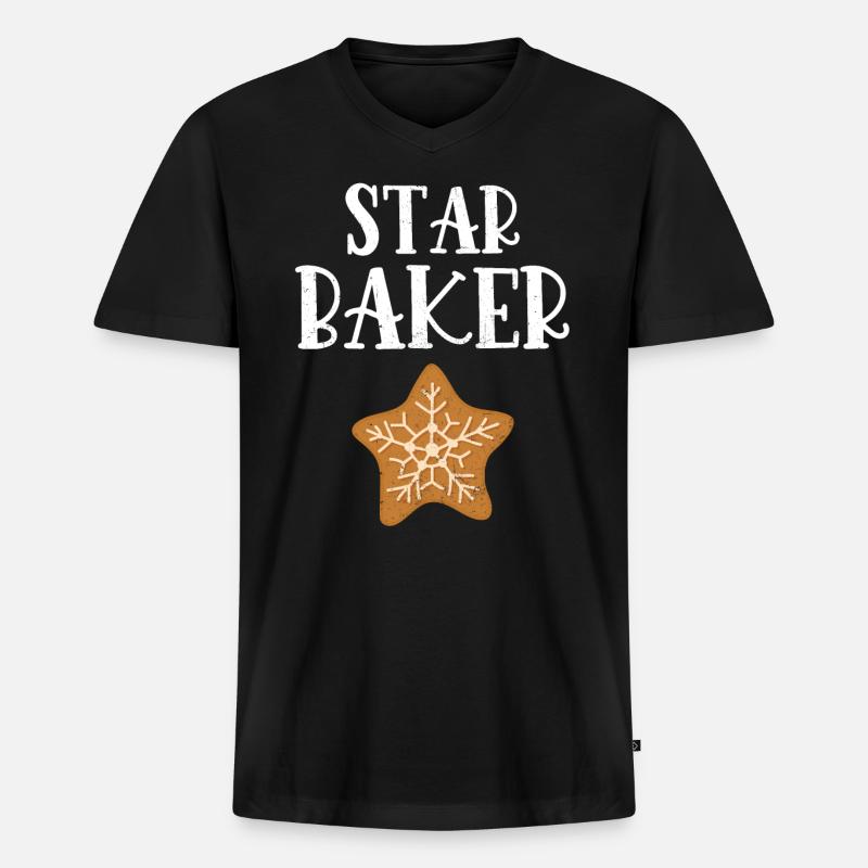 Bäcker - Männer Premium Bio T-Shirt mit V-Ausschnitt - Schwarz