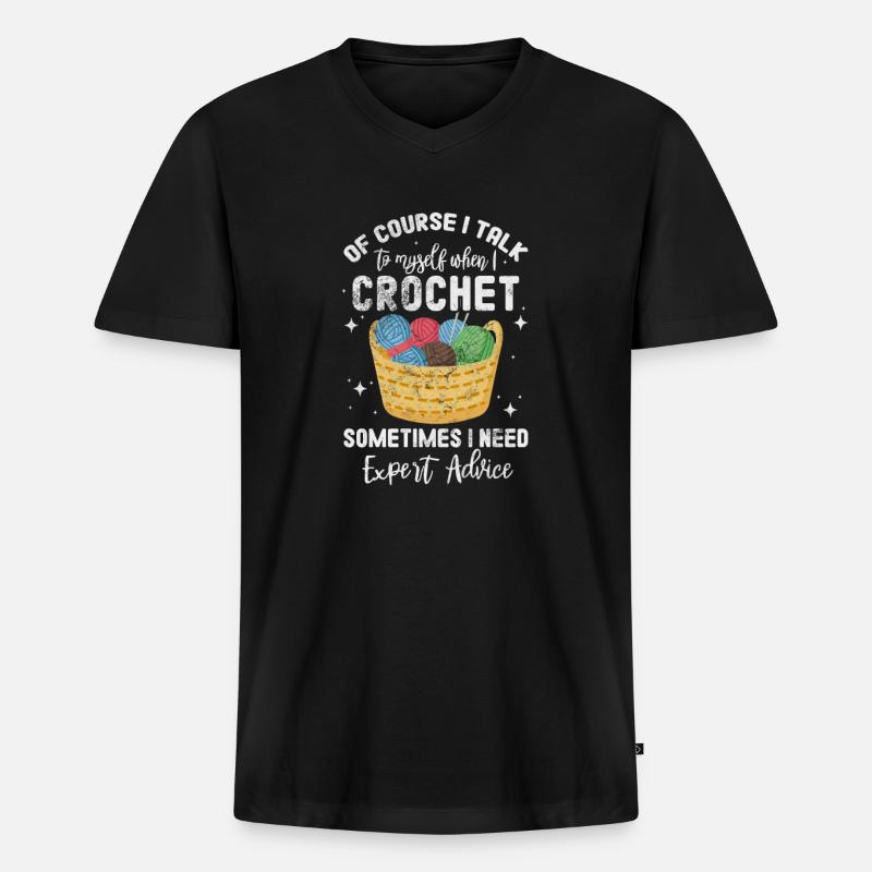 Häkeln Stricken - Männer Premium Bio T-Shirt mit V-Ausschnitt - Schwarz