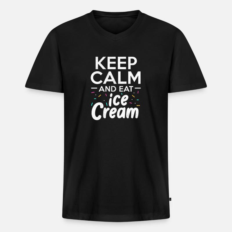 Eiscreme - Männer Premium Bio T-Shirt mit V-Ausschnitt - Schwarz
