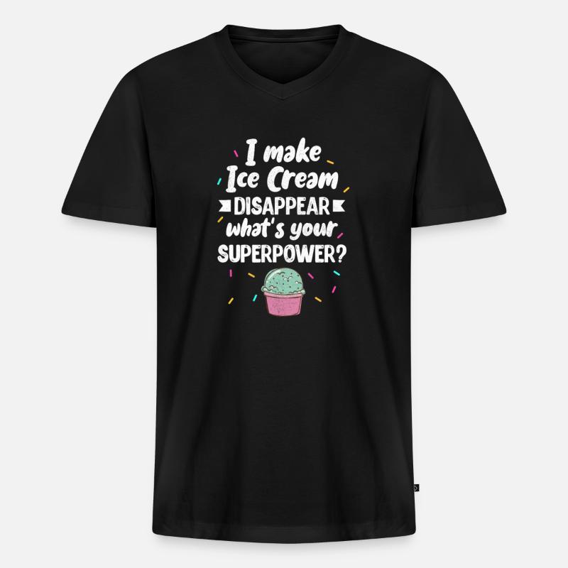 Eiscreme - Männer Premium Bio T-Shirt mit V-Ausschnitt - Schwarz