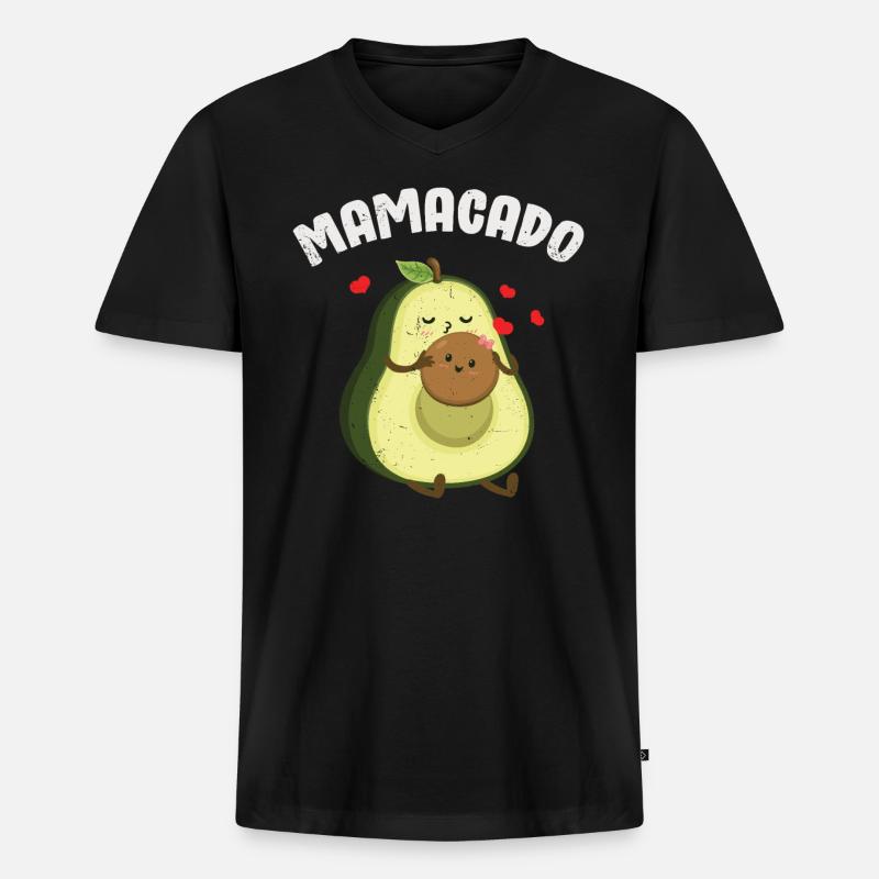 Avocado - Männer Premium Bio T-Shirt mit V-Ausschnitt - Schwarz