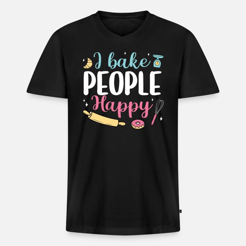 Bäcker Bäckerein Backwaren Backen Geschenk - Männer Premium Bio T-Shirt mit V-Ausschnitt - Schwarz