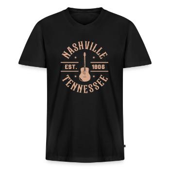 Country Music Country Music Gift - Mannen Premium Bio T-shirt met V-hals - zwart - Voor - Nico (187cm)