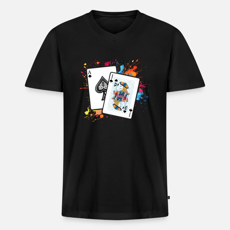 Black Jack - Männer Premium Bio T-Shirt mit V-Ausschnitt - Schwarz