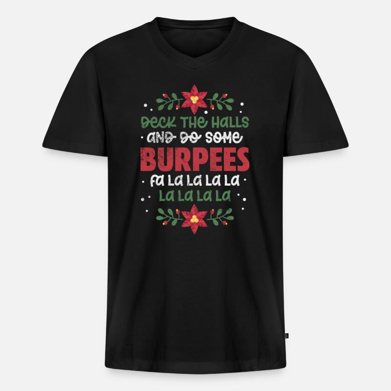 Burpees - Männer Premium Bio T-Shirt mit V-Ausschnitt - Schwarz
