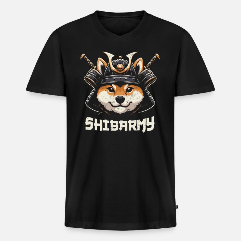 Samurai - Männer Premium Bio T-Shirt mit V-Ausschnitt - Schwarz