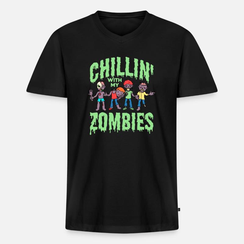 Zombie Zombie-Jäger Zombieapokalypse Geschenk - Männer Premium Bio T-Shirt mit V-Ausschnitt - Schwarz