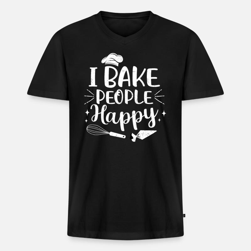 Bäcker - Männer Premium Bio T-Shirt mit V-Ausschnitt - Schwarz