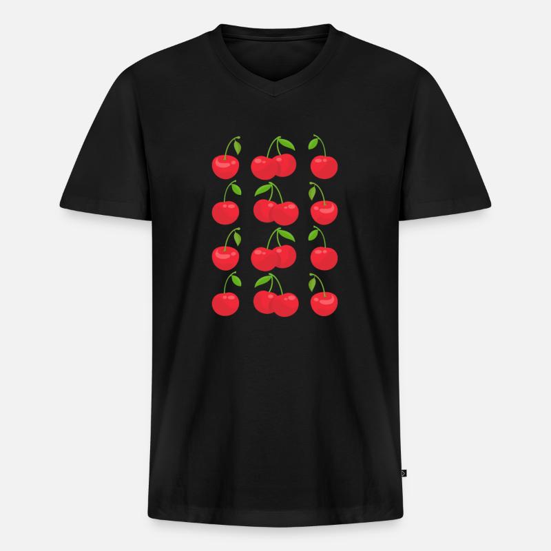 Kirsche Kirschbaum Kirschblüte Frucht Geschenk - Männer Premium Bio T-Shirt mit V-Ausschnitt - Schwarz