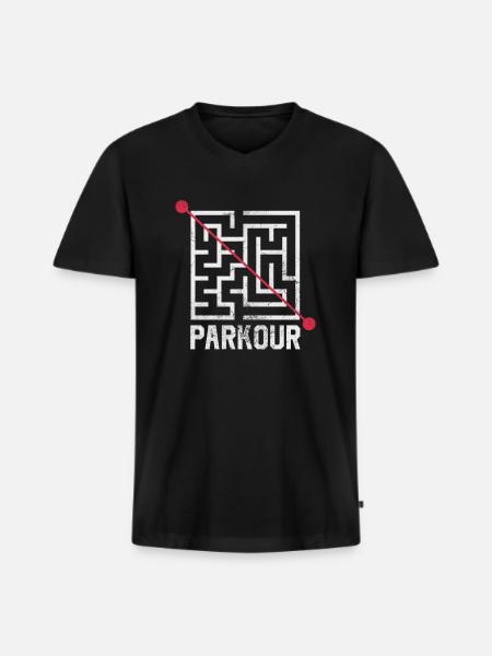 Parkour - T-shirt encolure en V Premium bio Homme - noir