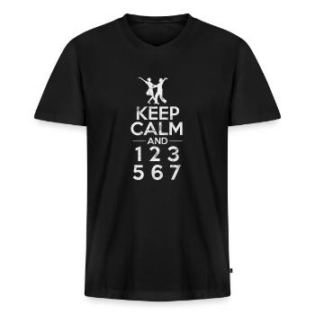 Salsa - Männer Premium Bio T-Shirt mit V-Ausschnitt - Schwarz - Vorne - Nico (187cm)