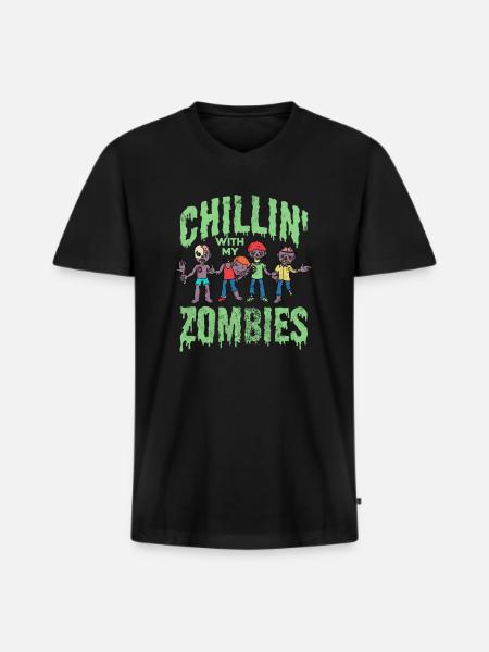 Zombie - Men's Premium Organic T-shirt with V-neck - black
