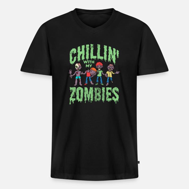 Zombie - Männer Premium Bio T-Shirt mit V-Ausschnitt - Schwarz