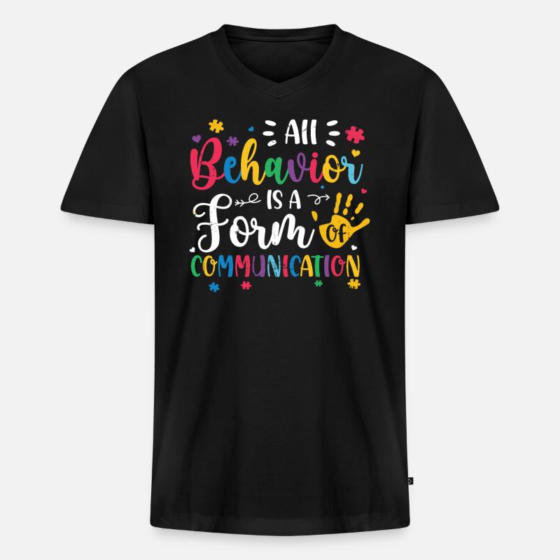 Autismus - Männer Premium Bio T-Shirt mit V-Ausschnitt - Schwarz