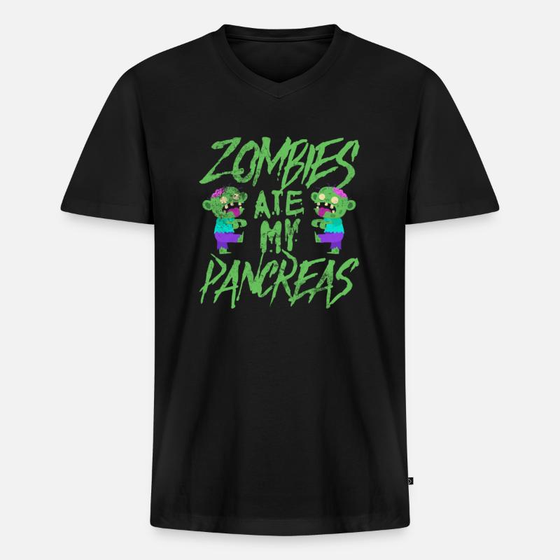 Zombie - Männer Premium Bio T-Shirt mit V-Ausschnitt - Schwarz