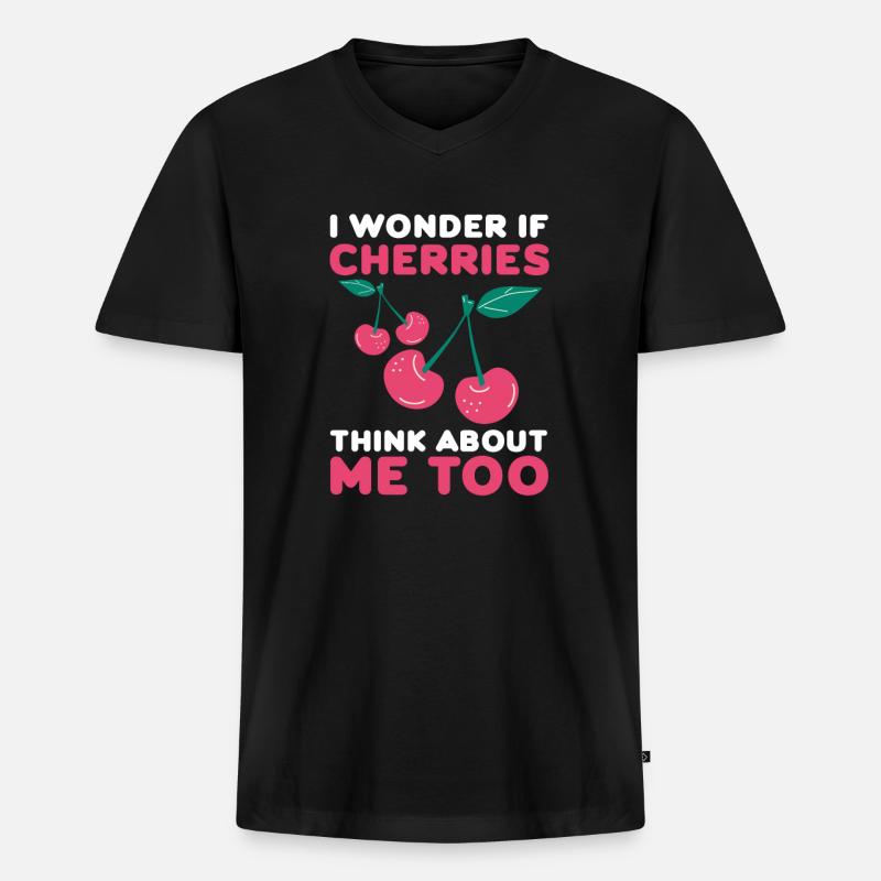 Kirsche Kirschbaum Kirschblüte Frucht Geschenk - Männer Premium Bio T-Shirt mit V-Ausschnitt - Schwarz