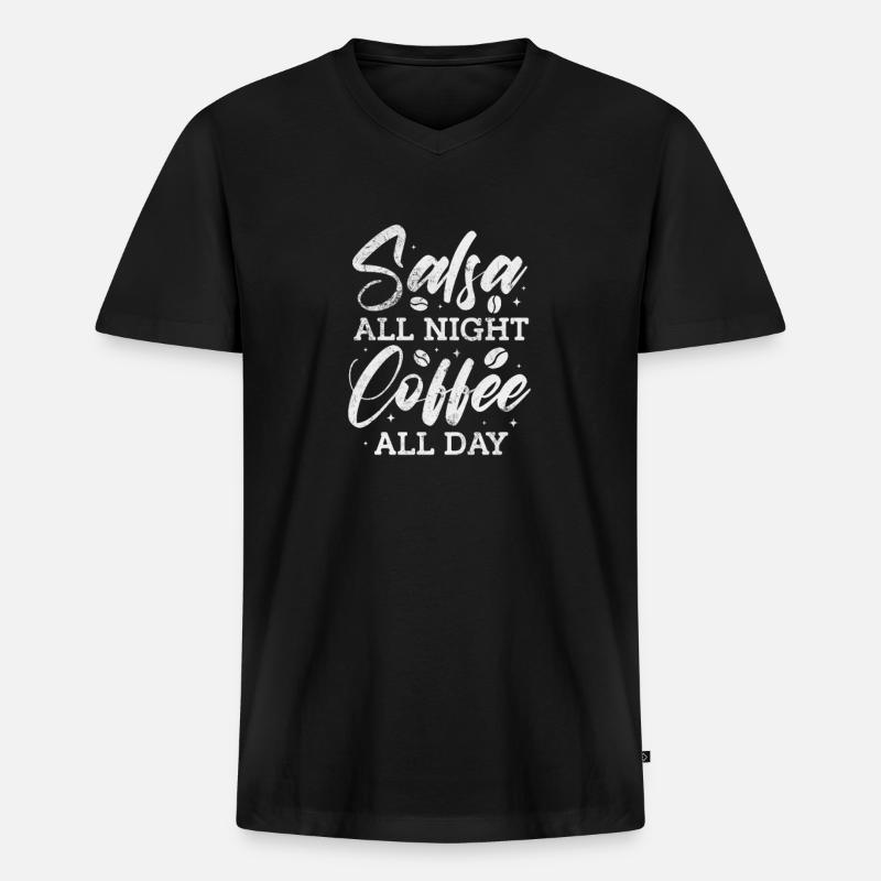 Salsa - Männer Premium Bio T-Shirt mit V-Ausschnitt - Schwarz