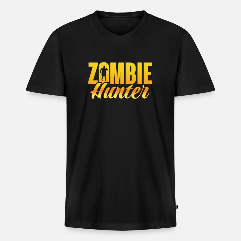 Zombie Zombie-Jäger Zombieapokalypse Geschenk - Männer Premium Bio T-Shirt mit V-Ausschnitt - Schwarz