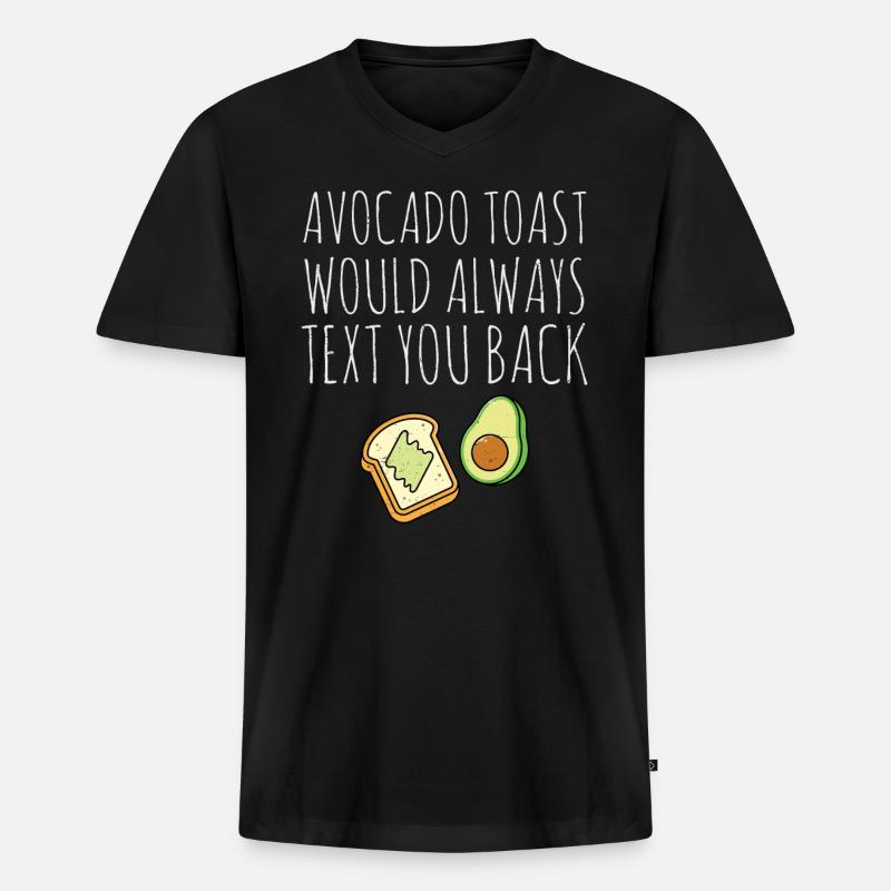 Avocado - Männer Premium Bio T-Shirt mit V-Ausschnitt - Schwarz