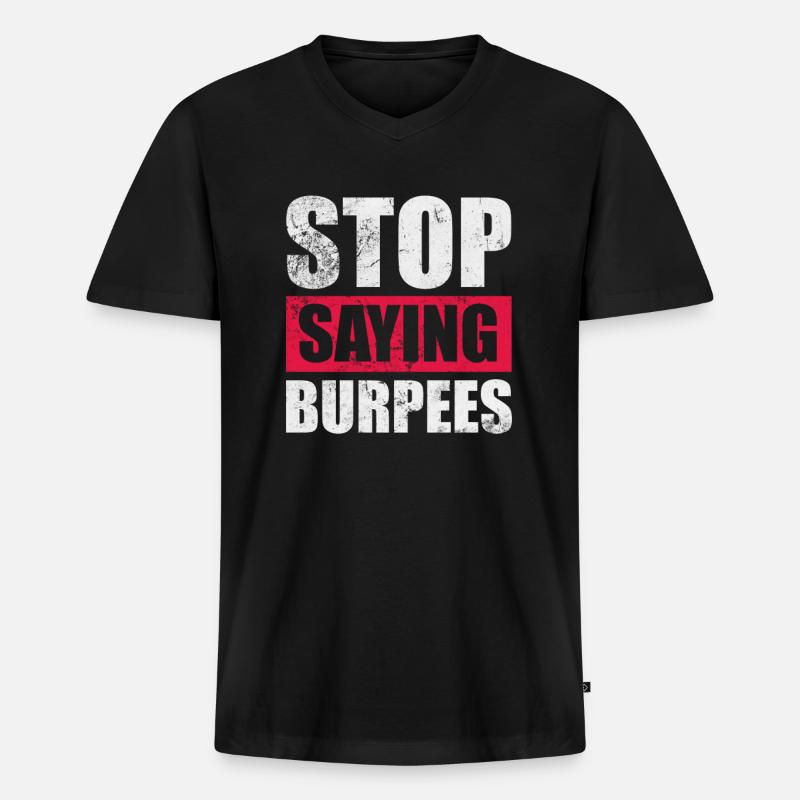 Burpees - Männer Premium Bio T-Shirt mit V-Ausschnitt - Schwarz