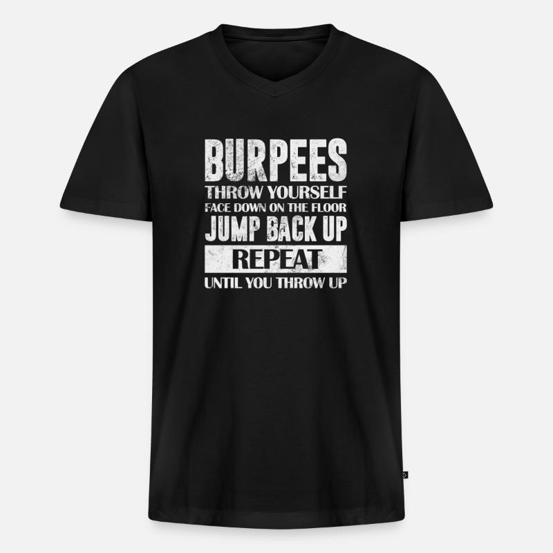 Burpees - Männer Premium Bio T-Shirt mit V-Ausschnitt - Schwarz